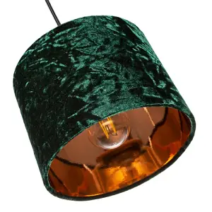 Modern Green Crushed Velvet 8 Table/Pendant Lampshade with Shiny Copper Inner