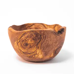 Olive Wood Natural Grained Kitchen Dining Rustic Food Serving Bowl (L) 23cm