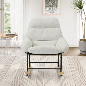 Rocking Chair Nursery,Chenille Fabric Removable Glider Rocker, Beige