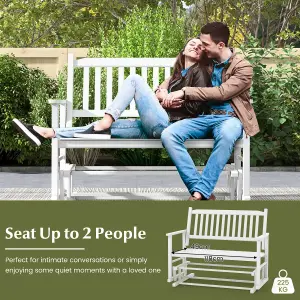 Costway 2 Seats Outdoor Glider Bench Poplar Wood Patio Swing Glider Loveseat Chair with Armrests