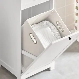 Lyonsdale Wood Cabinet Laundry Hamper with Handles White