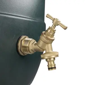 Water Butt Replacement Tap BRASS Metal Lever UK Bib Outlet Barb Quick Hosepipes Brass bib (Quick connector)