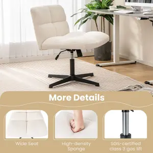 Costway Armless Home Office Chair Swivel Desk Chair Height Adjustable Task Vanity Chair