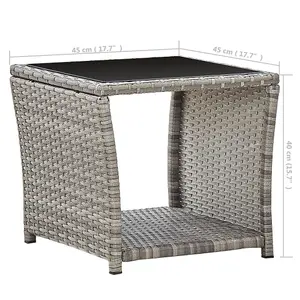 Berkfield Coffee Table Grey 45x45x40 cm Poly Rattan and Glass