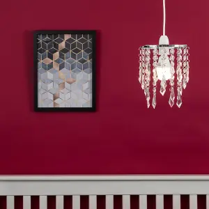 ValueLights Pair Of Chandelier Design Ceiling Pendant Light Shades With Clear Acrylic Jewel Effect Droplets