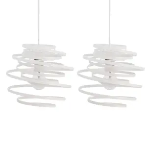 First Choice Lighting Set of 2 White Metal Swirl Easy Fit Light Shades