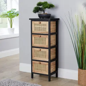 Home Source Mosina 4 Drawer Rattan Storage Chest