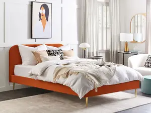 Velvet EU Super King Size Bed Orange FLAYAT