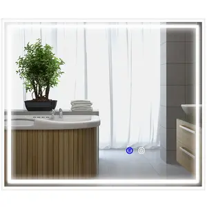 kleankin 60 x 50 cm Dimmable Bathroom Mirror with LED Lights, 3 Colours, Defogging Film