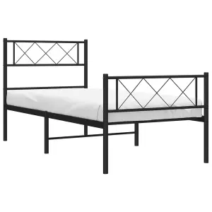 Berkfield Metal Bed Frame with Headboard and Footboard Black 100x200 cm