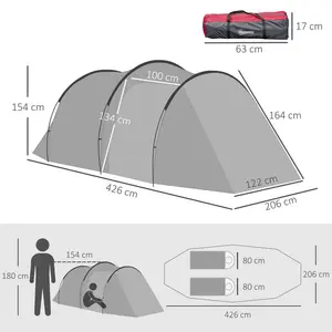 3 Person Tent Grey/Brown/Blue