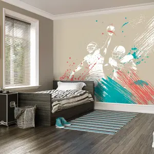 Origin Murals American Footballers Paint Splash Grey Paste the Wall Mural 300cm wide x 240m high