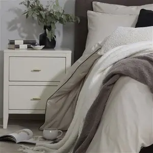 DUSK Cambridge 200 Thread Count Duvet Cover - Natural/Black - King Size