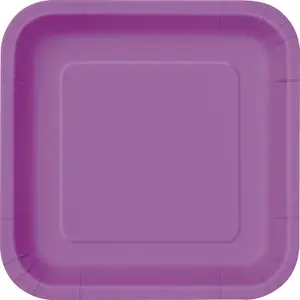 Unique Party Square Dessert Plate (Pack of 16) Pretty Purple (One Size)