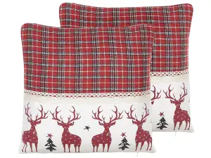 Set of 2 Cushions ROBBIE 45 x 45 cm Animal Red