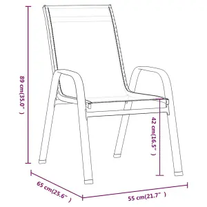 Berkfield Stackable Garden Chairs 2 pcs Grey Textilene Fabric