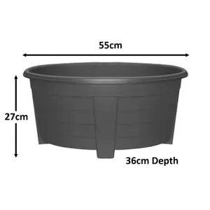 simpa 2PC Black Grosvenor Oval Plastic Planters - 55cm