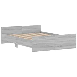 Berkfield Bed Frame with Headboard and Footboard Grey Sonoma 135x190 cm