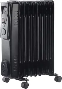 9 Fin 2kW Oil Filled Radiator, Black