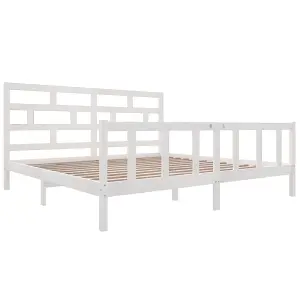 Berkfield Bed Frame White Solid Wood Pine 200x200 cm