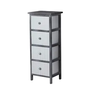 Home Source Mosbach Wooden 4 Drawer Black and White Storage Chest