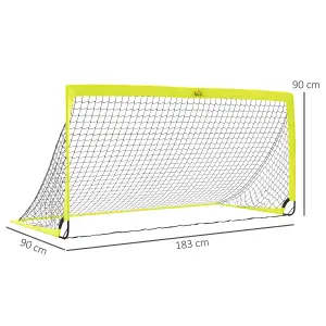 HOMCOM Football Goal Folding Outdoor with All Weather Net 6'x3' Yellow