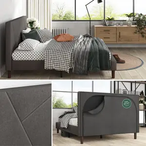 Colton Bluff Upholstered Bed Frame with Headboard Grey / Double (4'6)