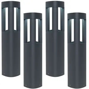 4 PACK Outdoor Post Bollard Light Grey Triangle Modern Driveway Path Lamp LED