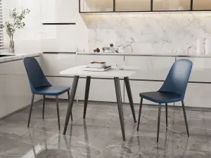 Core Products Aspen White 80cm Square Dining Table with 2 Blue Plastic Duo Design Chairs