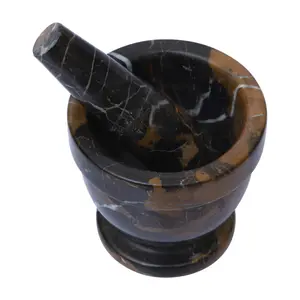 Interiors by Premier Black & Gold Marble Mortar & Pestle