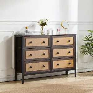 Rattan Storage Cabinet with 6 Drawers