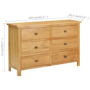 vidaXL Chest of Drawers 105x33.5x73 cm Solid Oak Wood