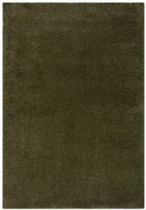 Dunelm Slumber Shaggy Rug, Modern, Size: 120cm X 170cm (4ft X 5.5Ft), Green, Olive