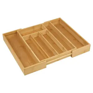 URBNLIVING 5cm Height Extendable Bamboo Wooden Cutlery Tray