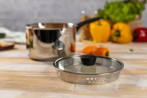 Kuhn Rikon Classic Plus Stainless Steel Induction Safe Saucepan with Draining Lid, 18cm/2.7L