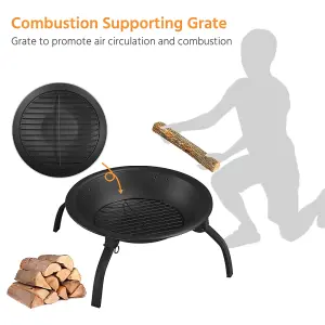 Yaheetech Foldable Outdoor Round Fire Pit with Cooking Grill