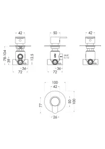 Contemporary Concealed Lever Handle 2/3/4 Way Shower Diverter - Chrome