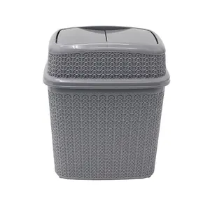 JVL Loop Toilet Brush and Rectangular Lidded Bin - Grey