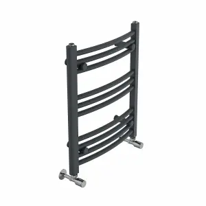 Right Radiators 600x500 mm Curved Heated Towel Rail Radiator Bathroom Ladder Warmer Anthracite