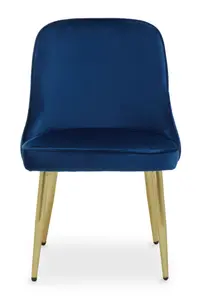 Interiors by Premier Luxe Midnight Velvet Dining Chair, Mid-Century Modern Blue Velvet Dining Chairs, Comfortable Dining Chair