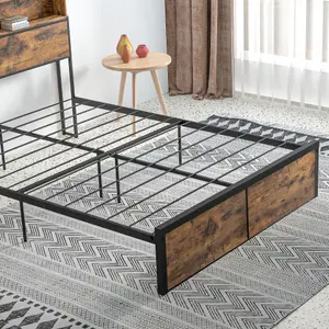 HOMCOM 4.8FT Double Bed Frame with Storage Headboard and Under Bed Storage