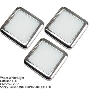 Square LED Plinth Light Kit 3 WARM WHITE Spotlights Kitchen Bathroom Floor Panel