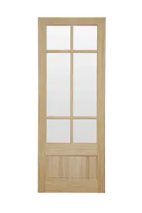 Fortia 2 panel 6 Lite Clear Glazed Contemporary Pine veneer Internal Clear pine Door, (H)1981mm (W)686mm (T)35mm