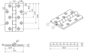 Black Reinforced Nylon Plastic Hinge 67x102mm Italian Made Industrial Quality 4PK