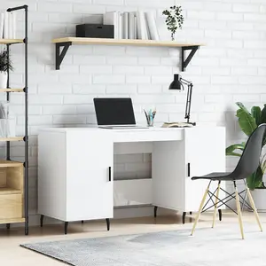 Berkfield Desk High Gloss White 140x50x75 cm Engineered Wood