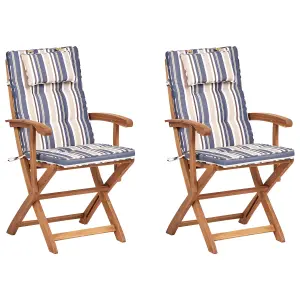 Set of 2 Garden Chairs with Cushions MAUI II Acacia Wood Multicolour