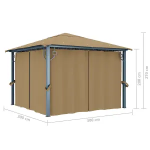 Berkfield Gazebo with Curtain 300x300 cm Taupe Aluminium