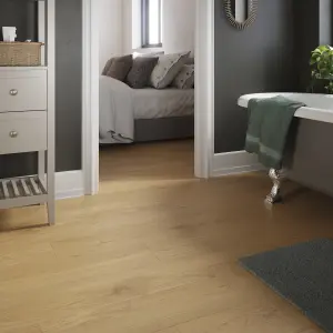 GoodHome Visby Pure Honey Wood effect Laminate Flooring Sample