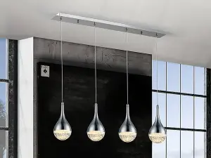 Luminosa Elie Integrated LED Crystal Bar Ceiling Pendant Chrome Bubble Effect