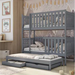 Hirschman Single (3 ') Bunk Bed with Drawers Grey